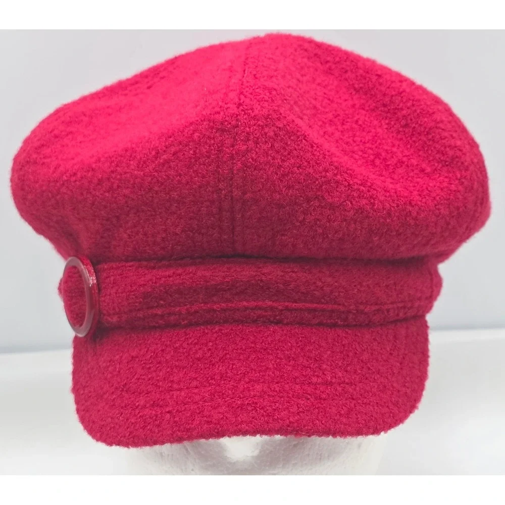 Nine West Newsboy Cap Womens OS Red Excellent Wool Blend Baker Boy Hat